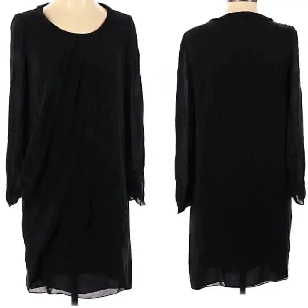 Vanessa Bruno black long sleeve shift dress 36/4
